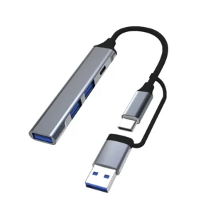 
Aluminum 4 in 1 USB C Hub with 1 x USB 3.0, 2 x USB 2.0, and 1 x USB-C 2.0