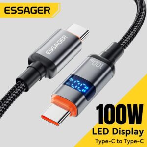 
2 meter Essager 100W Digital Dispaly USB Type C To USB C Cable