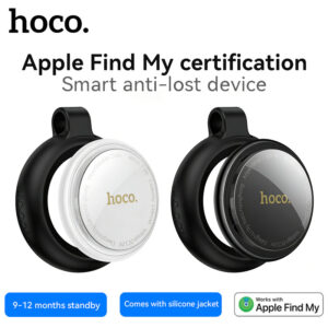 
HOCO E100 Smart GPS Tracker Mini Tag - Apple Find My Compatible Anti-Lost Locator with Silicone Case for Keys, Pet, Wallet, Luggage & Car (6.4mm Ultra-Thin, 7.2g)