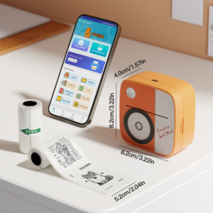 
D2 Mini Portable Thermal Photo & Label Printer - Wireless Bluetooth Inkless Pocket Sticker Maker (203 DPI, 1200mAh Battery, Type-C, Compatible with iOS & Android)