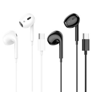 
HOCO M101-Max Crystal Grace Type-C Digital Wired Earphones - 14mm Dynamic Drivers, HD Mic & In-Line Remote, 1.2m TPE Cable, Ultra-Light 12g Semi-In-Ear Headset for iPhone 15/16, Samsung & USB-C Devices