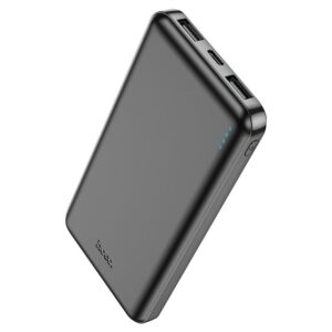 
HOCO J100 Ultra-Thin 10000mAh Power Bank - Dual USB-A 2.1A Output, Type-C & Micro-USB Dual Inputs, LED Battery Indicator, Flame-Retardant Portable External Charger