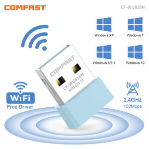 
COMFAST CF-WU816N 150Mbps Mini USB WiFi Adapter - 2.4GHz Wireless Network Card with Built-in 2dBi Antenna, Driver-Free Plug & Play, Soft AP Mode for PC & Laptop (Win XP/7/8/10/11)