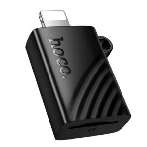 
HOCO HB53 iP Lightning to TF (microSD) Card Reader 2.0 - Portable 480Mbps Memory Card Adapter for iPhone & iPad (Up to 1TB Support, Black)