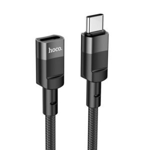 
HOCO U107 Type-C Male to Type-C Female Extension Cable (1.2m) - 3A Fast Charging & USB 2.0 Data Sync Nylon Braided Adapter Extension Cable