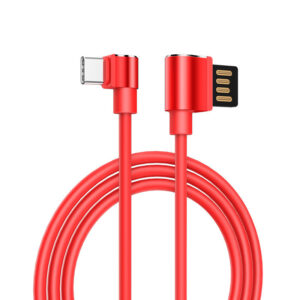 
HOCO U37 Long Roam 90° Angled Type-C to USB-A Fast Charging Data Cable (1.2m) - Reversible Double-Sided USB-A & Ergonomic 90-Degree Right-Angle Cable for Gaming & Mobile Media (20g, Black)