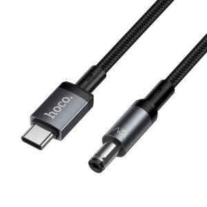 
HOCO X129 Advantage USB-C to DC 5.5mm 12V Power Charging Cable (1m) - Braided Type-C to DC 5.5x2.5mm / 5.5x2.1mm Round Jack Power Cable for Wi-Fi Routers, IP Cameras, Desk Lamps & Small Appliances