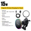 Essager 15W Magnetic Car Phone Holder Wireless Charger Stand